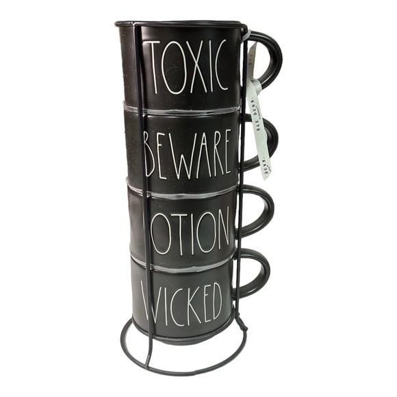 Rae Dunn Halloween Black & White Mug Stacker Set - Picture 1 of 1